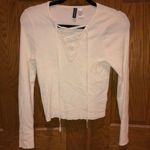 Criss cross cream/white sweater. H&M. Size medium